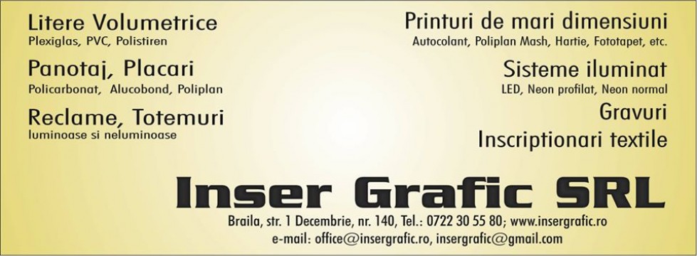 INSER GRAFIC -Productie Publicitara